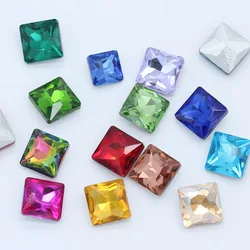 30p 10mm square color faceted glass fancy stone pointed foiled back crystal rhinestone jewelry Decoration shoes Garment Material
