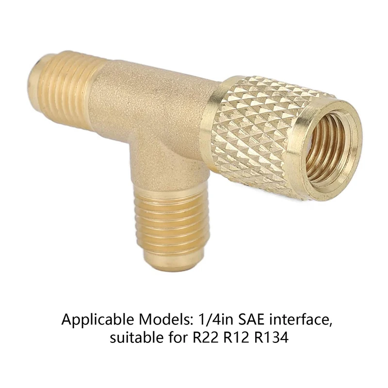 Adaptateur en T de couremplaçant rapide en laiton pour R22, R12, R134, structure robuste, adaptateur en T de noyau de assujet, haute résistance, 2 pièces