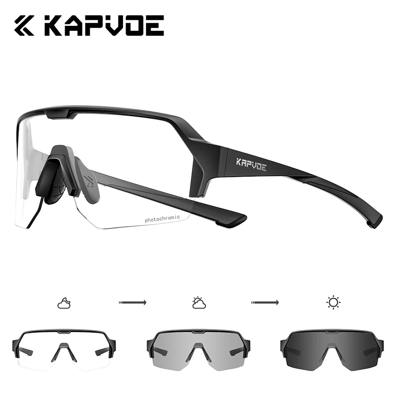 KAPVOE Neue Photochrome Sportbrille Nachtreitausrüstung MTB Fahrrad Racing UV400 Fahrradbrille Outdoor Camping Maske 9
