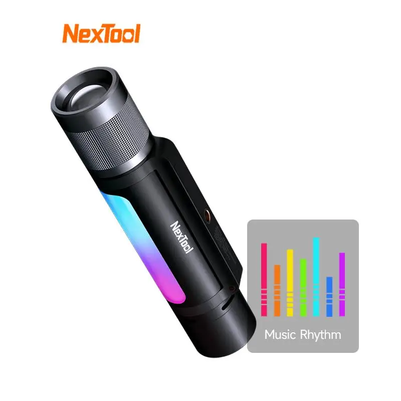 Top! Nextool 12 in 1 flashlight waterproof speaker USB-C powerbank with pick up Voice Activated Color RGB Music Rhythm Light