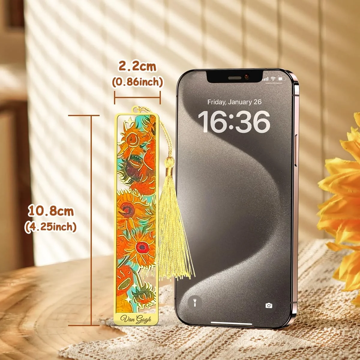 4pcs Metal Bookmarks with Tassel, Golden Van Gogh Monet Oil Painting Theme Cute Book Markers for Reading Women, Book Lovers