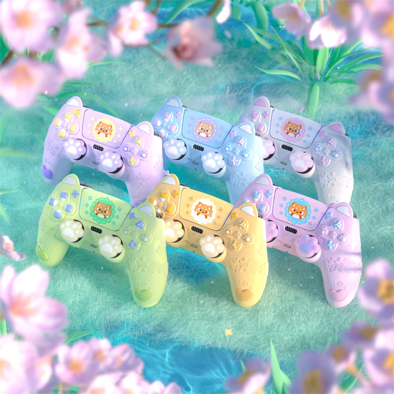 

PlayVital Cute Silicone Cover for ps5 Controller with Joystick Cap and Sticker, Anti-Grip Shockproof Case -Spring Lesser Panda