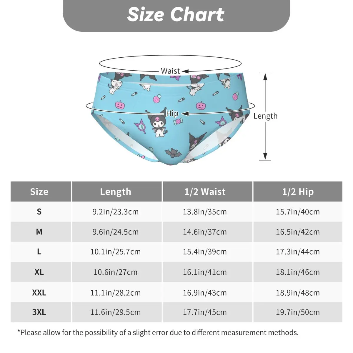 Custom Mens Anime Cartoon Kawaii Kuromi Panties Underwear Male Soft Briefs Underpants