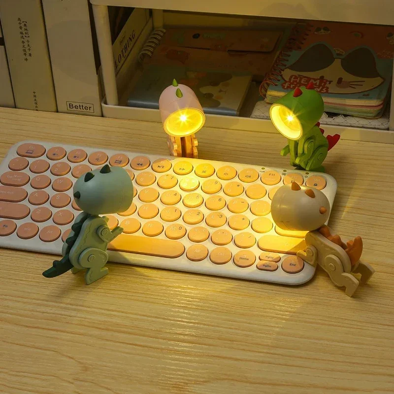 Mini luz LED de noche para niños, lámpara de mesa plegable de dibujos animados, dinosaurio, regalo para estudiantes, dormitorio, decoración de sala de estar