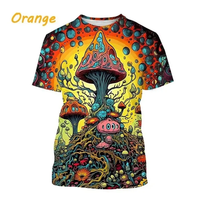 Mushroom Graphic T Shirt for Men 3D Plant Forest Printed T-shirt Womens Clothing Harajuku Fashion y2k Tops Tee Kids Short Sleeve