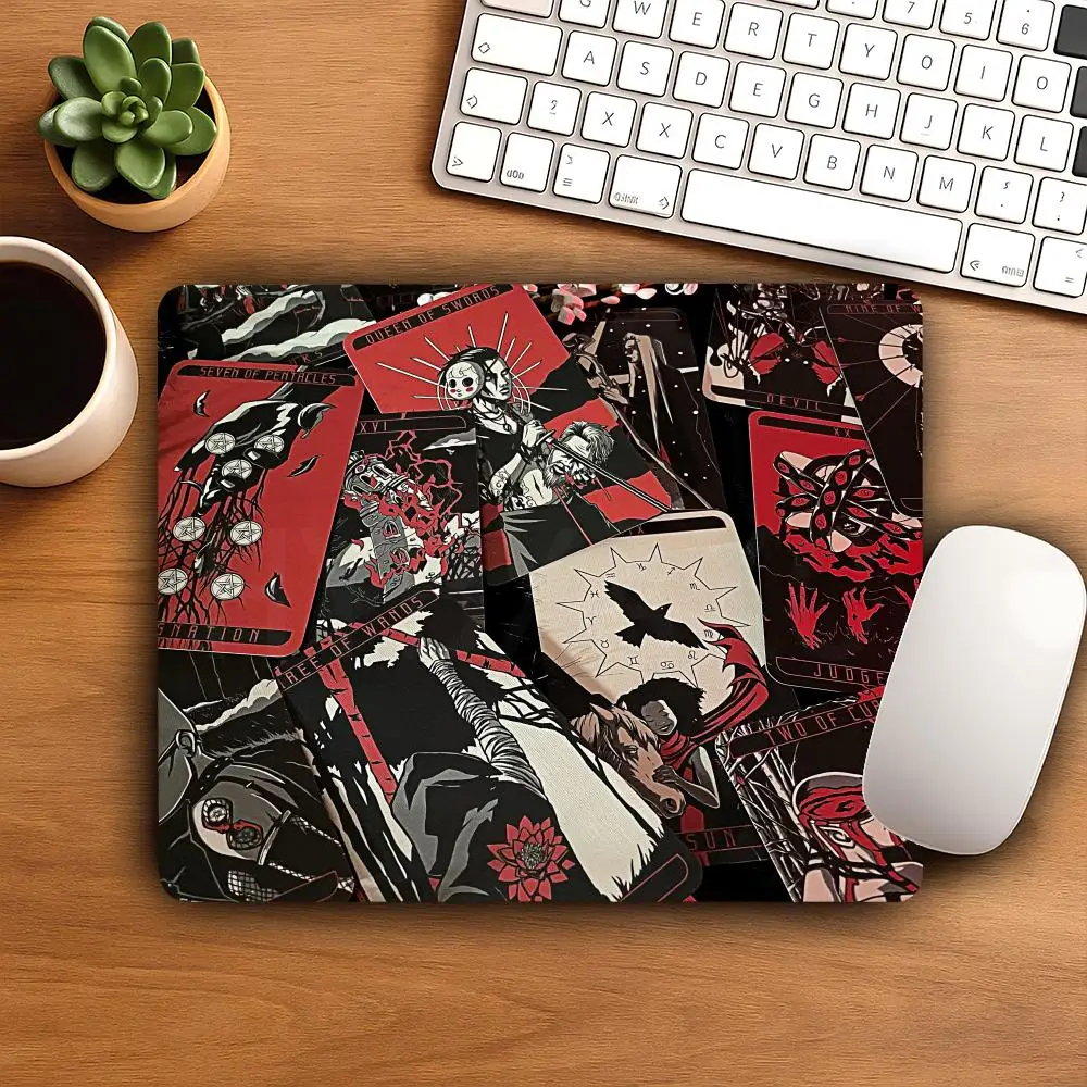 

HYBXAXC Rubber Non-slip Small Mouse Pad Gaming Desk Mat Thick Locking Edge Dark Tarot Mysteriou Retro Style for Office & Gaming