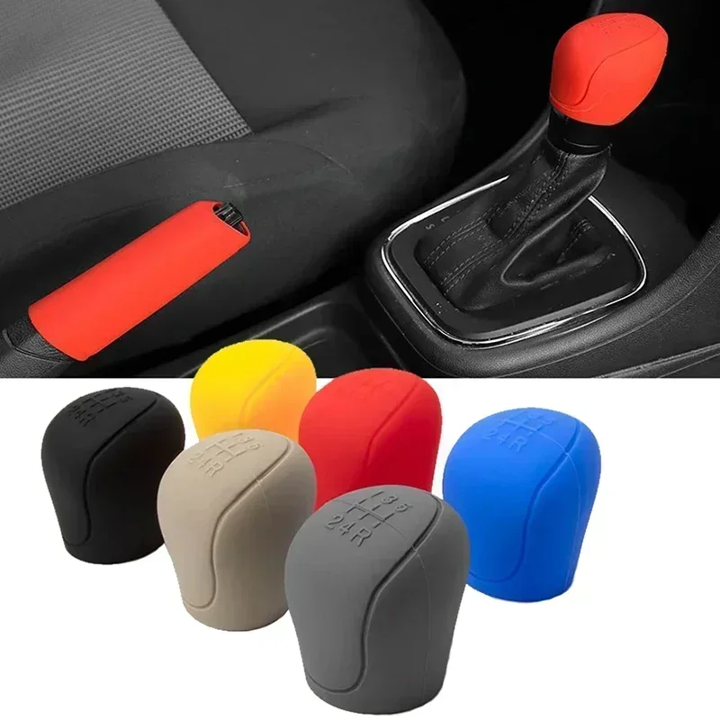 1PC Auto Universal Silicone Manual Gear Head Cover Anti-skid Shift Handle Protective Cover Shift Handbrake Dustproof Waterproof