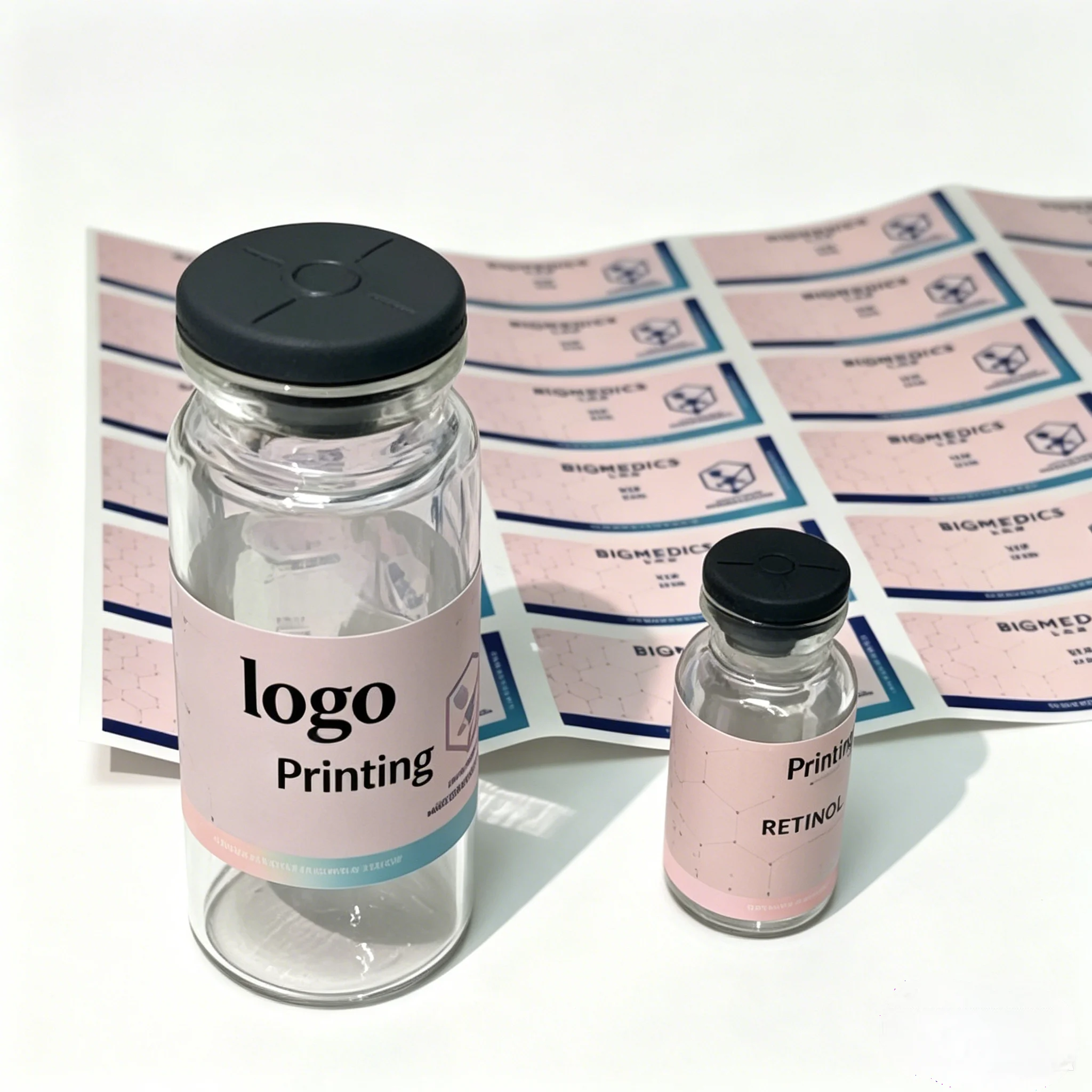 Custom Waterproof Heat Resistant Peptide Vial Labels Precision Stickers For 3ml 10ml Injectable Bio Supplement Containers