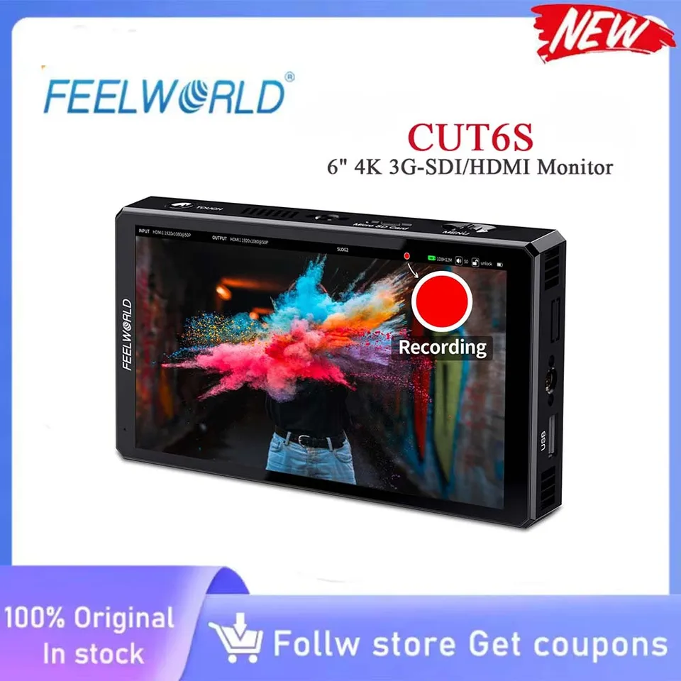 FEELWORLD CUT6S 6インチ 4K 3G-SDI/HDMI タッチスクリーン オンカメラ