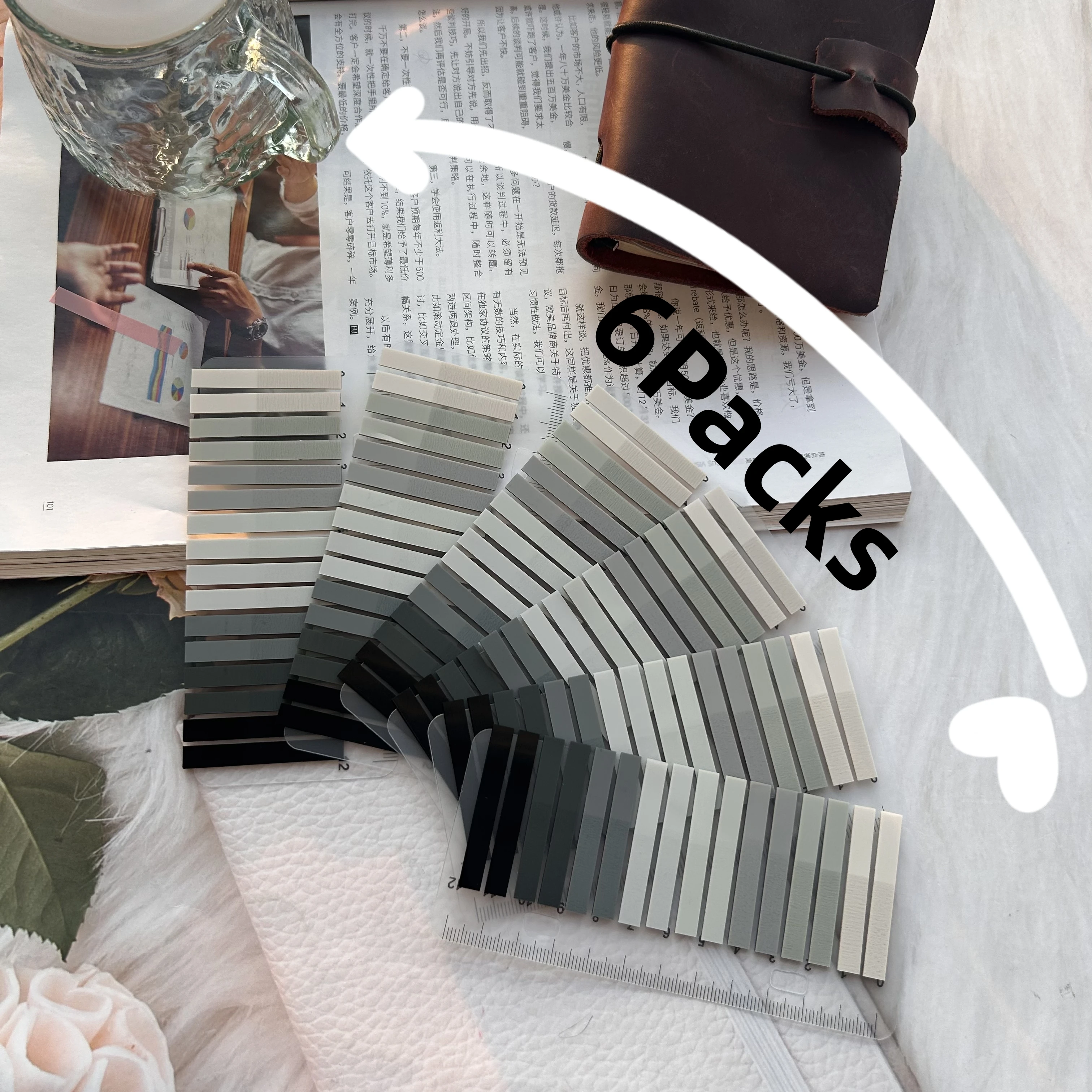 

ПЭТ-наклейки для заметок, 6 упаковок, 1920 листов, прозрачные водонепроницаемые самоклеящиеся блокноты для заметок, блокноты для школьных канцелярских товаров