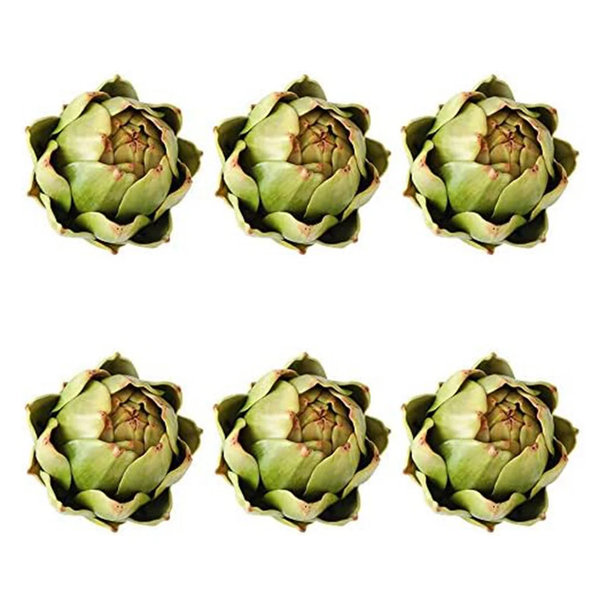 Paquete de 6 verduras y frutas artificiales de alcachofa para decoración de mesa de fiesta de boda en casa (verde) T99C