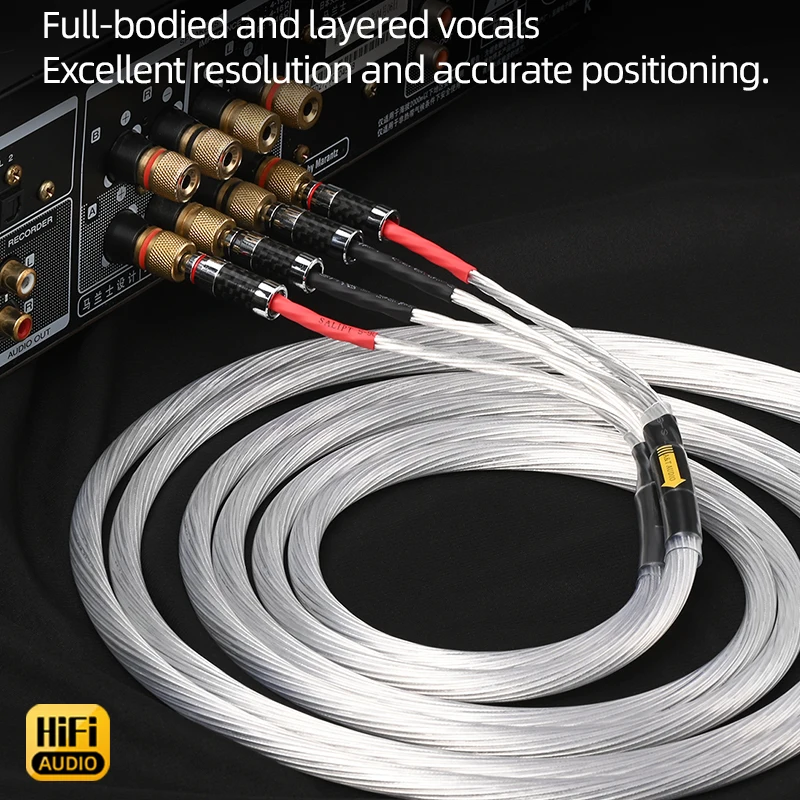 One Pair HiFi Speaker Cable High Quality 7N OCC Silver-plated Speaker Wire for Hi-Fi System Amplifier Loudspeaker Cable