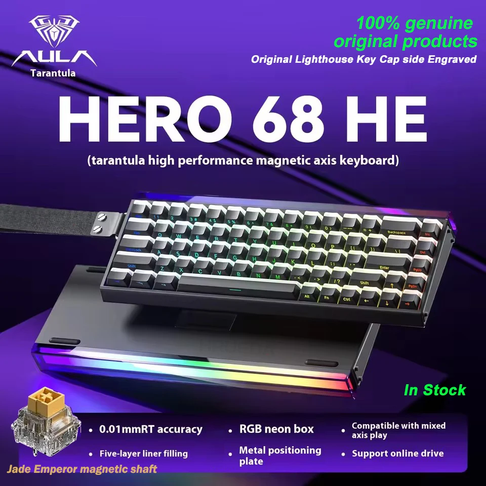 AULA HERO 68HE Magnetische schakelaar Gamingtoetsenbord RT0.01 E-sport Pas RGB Bedraad mechanisch toetsenbord Ergonomie Accessoires aan
