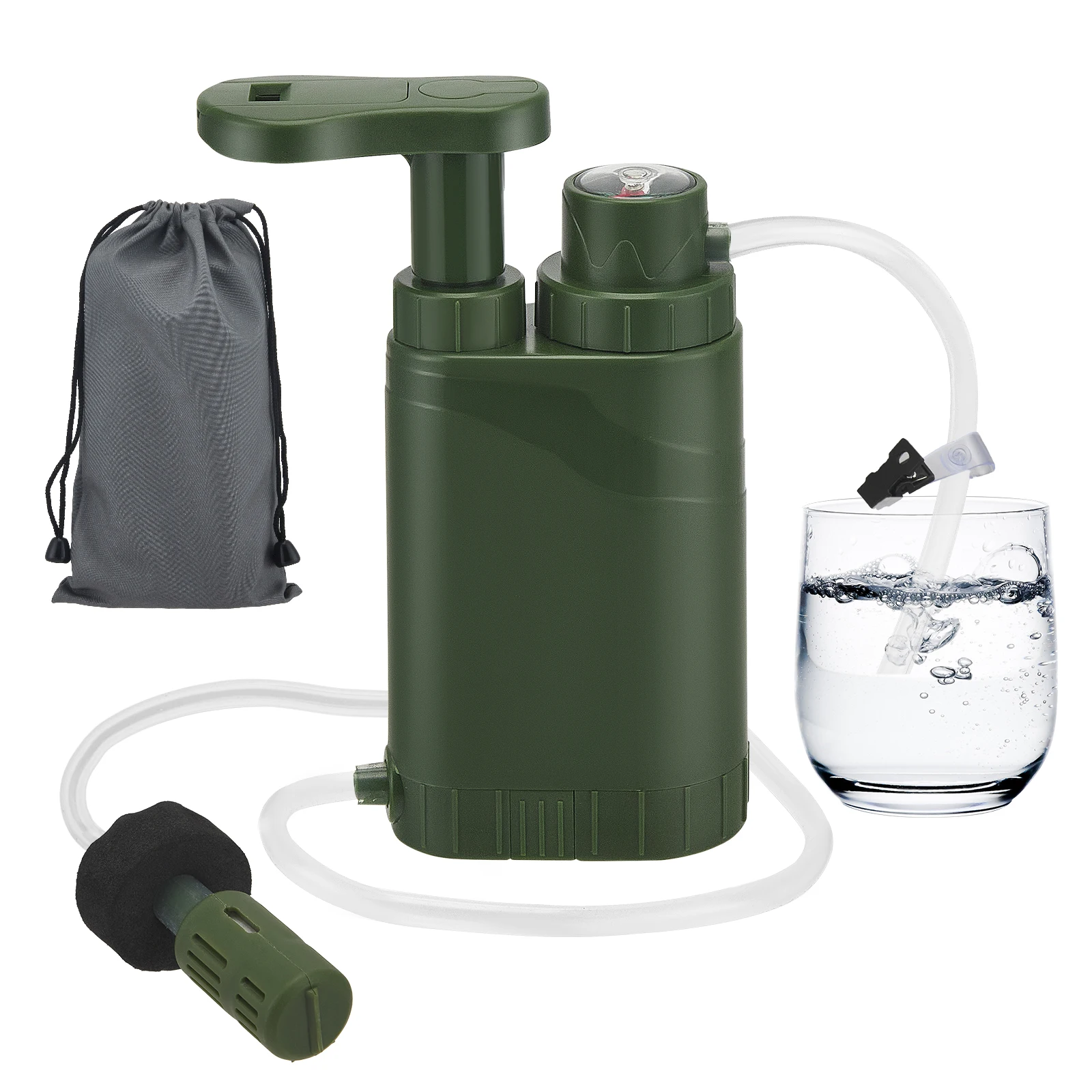 Filtre à eau portable de survie en plein air avec pompe pour le camping, la randonnée, filtration à 0,01 micron, purification d'eau potable d'urgence, équipement de préparation, système de filtration d'eau de voyage