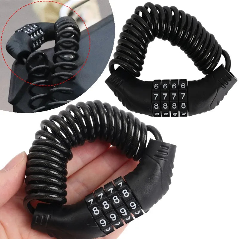 

4-digit Combination Helmet Lock Motorcycle Bike Riding Helmet Lock Security Portable Cable Lock Durable Wire Rope