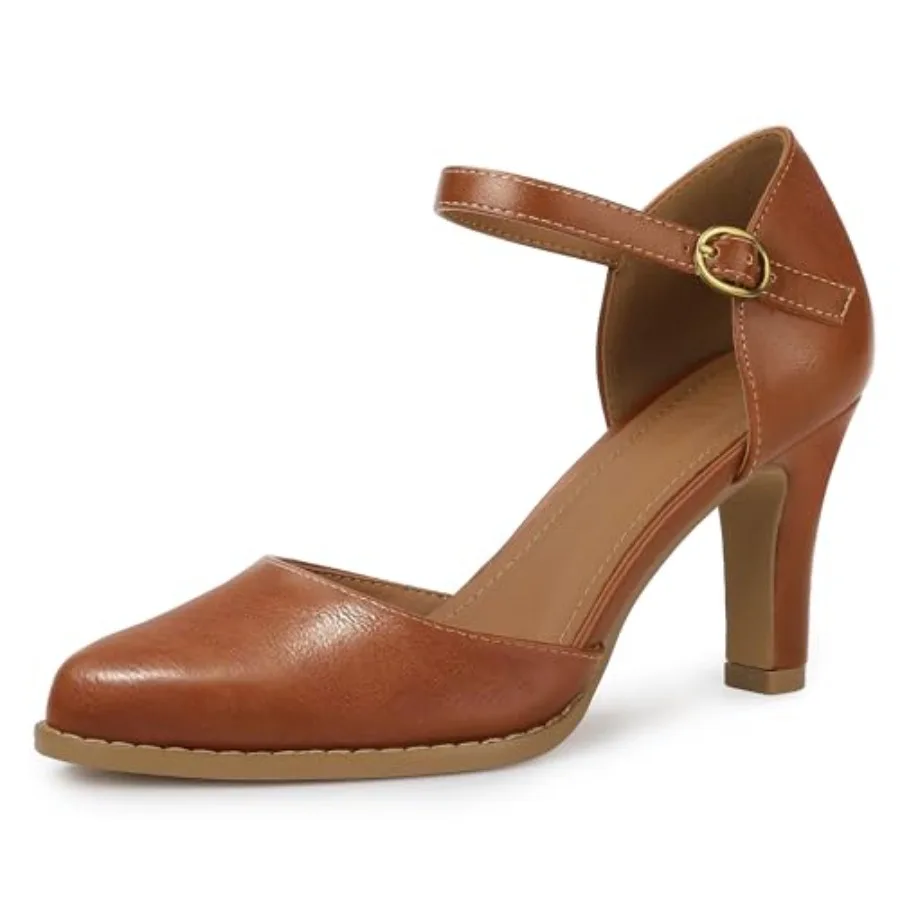 IN3 Closed Toe Chunky High Heels Comfortable Dress Shoes for Women Pumps Vintage Heels Dressy Wedding Prom Bridal Party Work Of