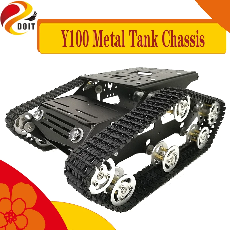 

Metal Tank Chassis Kit Y100 Smart Crawler Robot Platform 33GB-520 DC Motor Aluminum Alloy Wheel Plastic Track DIY Toy