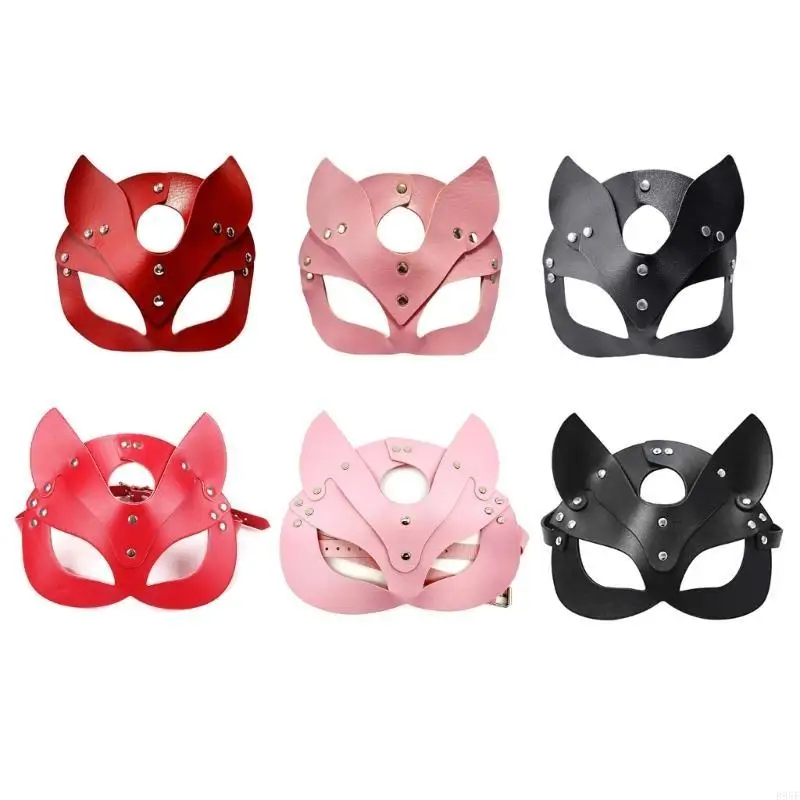 B95F Elegante Catwomen PU Máscara Couro Ajustável Headpiece Para Masquerades Festas Traje Acessório