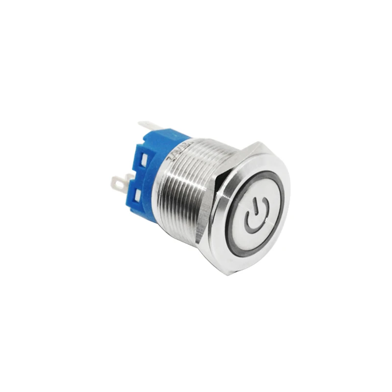 12/16/19/22mm Waterproof Metal Push Button Switch LED Light Momentary Latching Car Engine Power Switch 5V 12V 24V 220V Red Blue