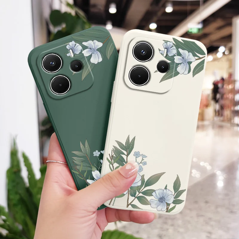 Incontro Fiori Cassa Del Telefono Per Xiaomi Redmi Nota 14 13 12S 11 11S 10 10S 9 9S 15 15C 14C Pro Plus 4G 5G Silicone Liquido Cov