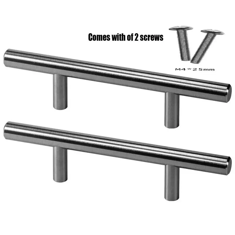 Furniture Handles Wardrobe Door Pull Stainless Steel Drawer Handle T Bar Straight Kitchen Long Cabinet Closet Knob Silver