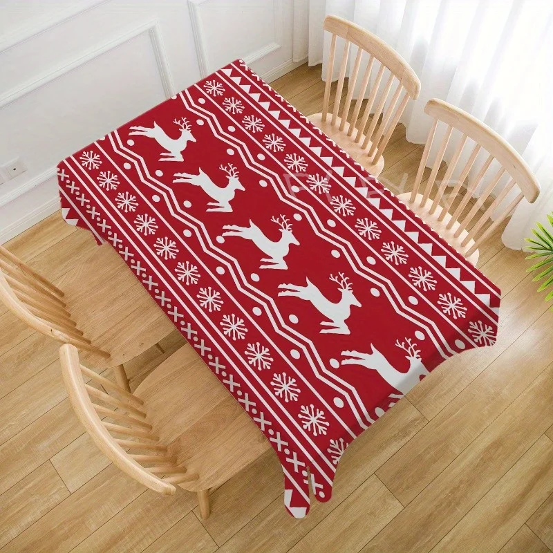 1 Christmas tablecloth Rectangle Christmas New Year Navian pattern ornament, suitable for party dinner decorations