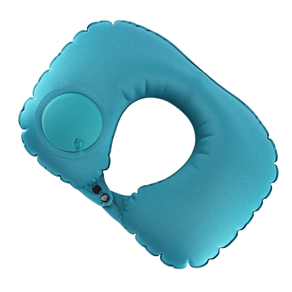 

U Shaped Automatic Inflator Neck Cushion Blue Perfect for Travel Sleep Relief Cervical Fatigue Car Office Use Neck Cushion