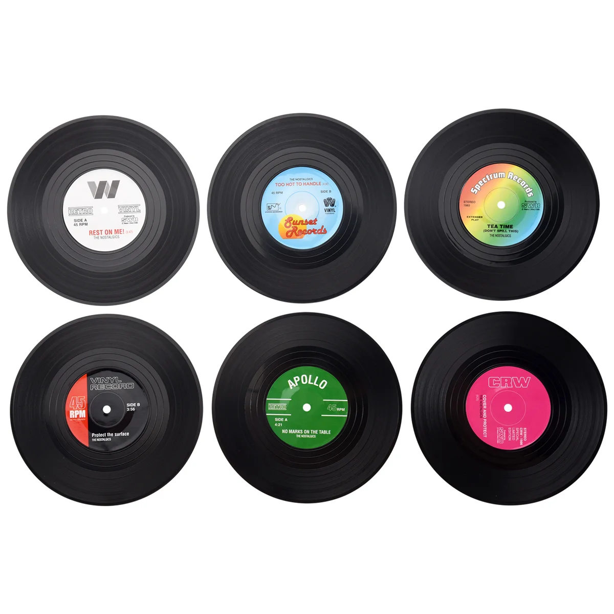 

6pieces / Set Spinning Retro Vinyl Disc Drink Coasters