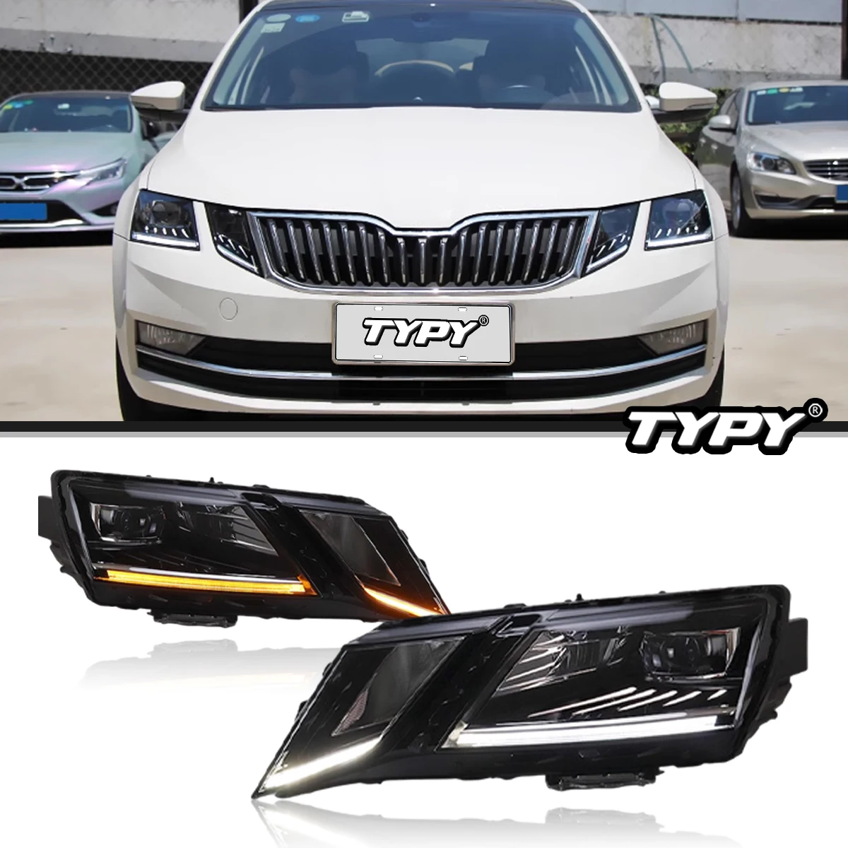 

TYPY Car Lights For Skoda Octavia Headlights 2018-2021 LED Head Lamps DRL Turn Signal Car Accessories High Low Beam