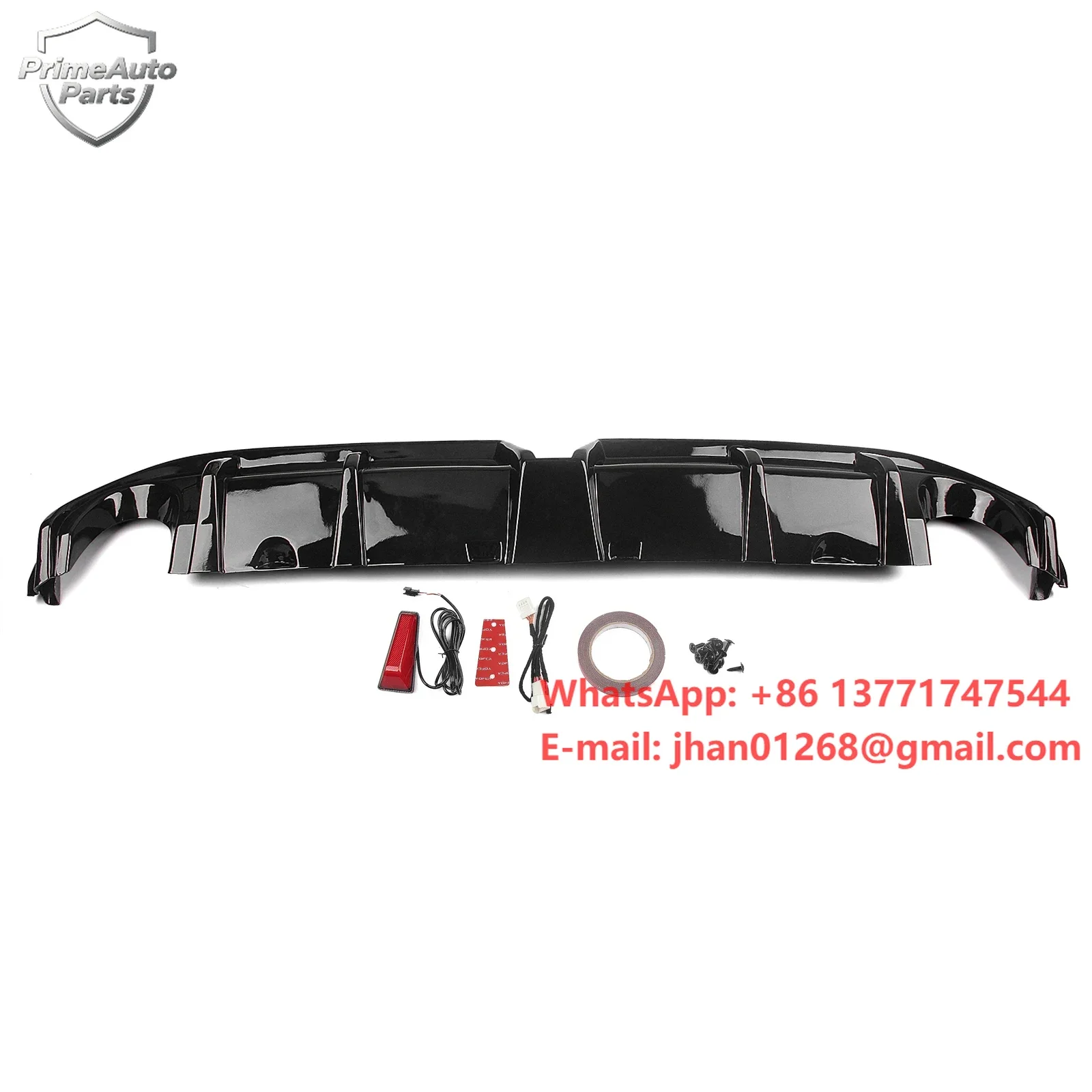 New IDENUONA for Altima 2019-2022 Car Rear Bumper Diffuser Lip Kit with Exhaust Plastic Material LED Light Gloss Black