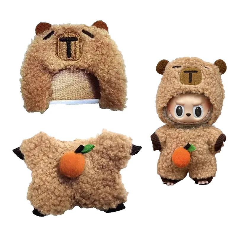 

Capybara Plush Clothes Suit for 17cm Labubu Doll Cartoon Toy Costume Stuffed Doll Clothing Romper Labubu Clothing Set NO DOLL