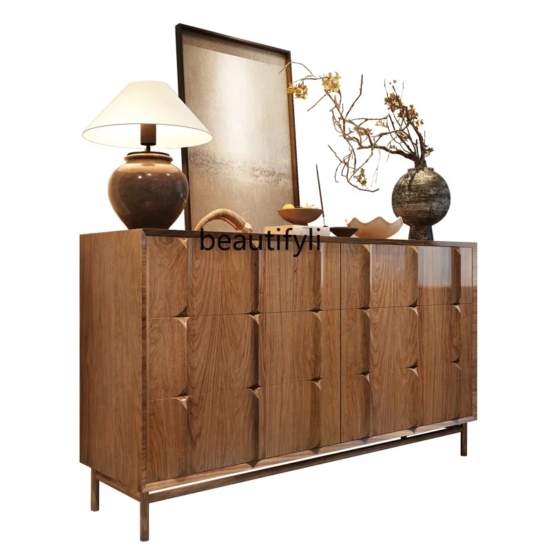 

ss8350 Medieval solid wood chest high-end villa living room French retro wabi-sabi wind edge, master bedroom with more bedside c