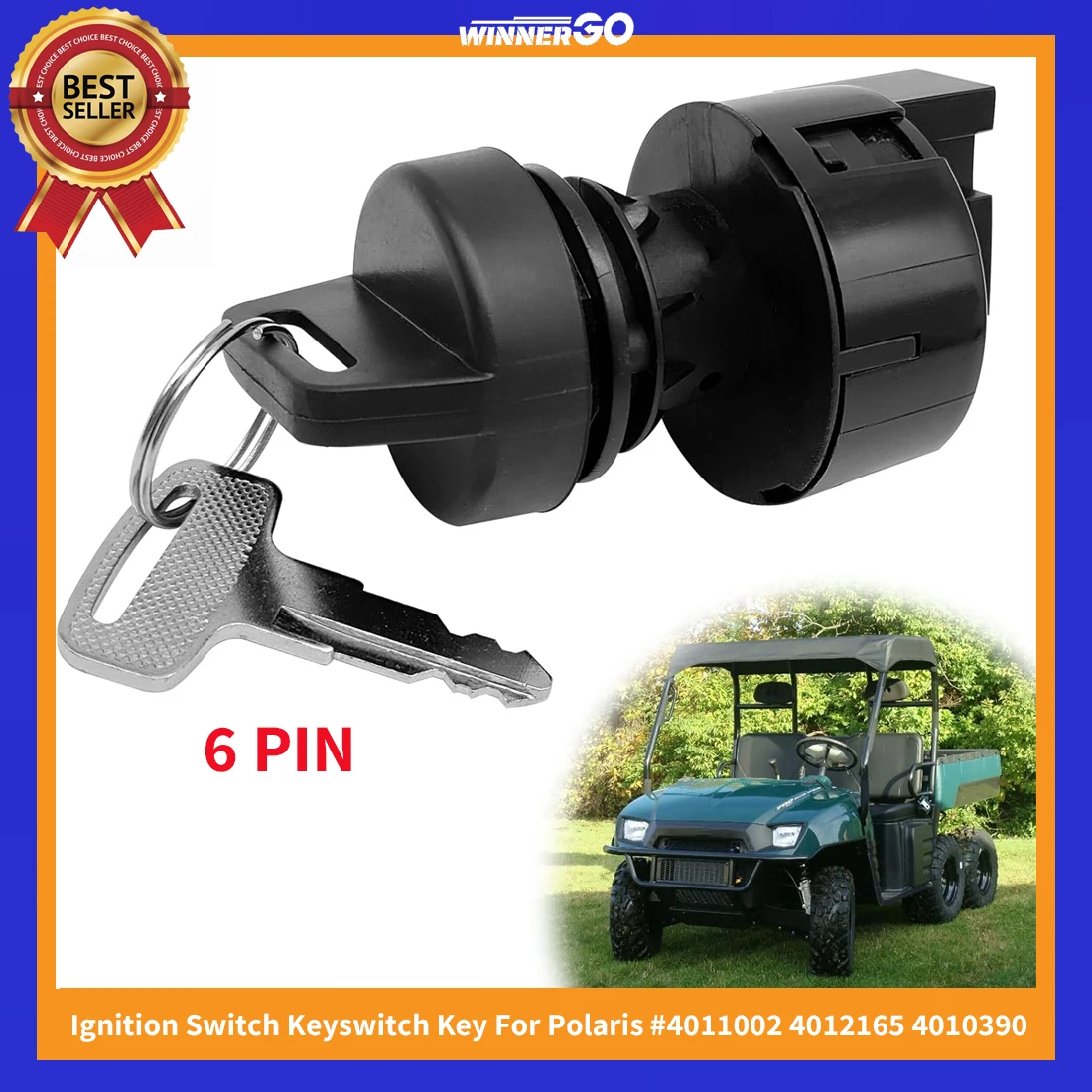 

4010390 Ignition Key Switch 3 Position 6 Pins FOR Polaris Ranger 400 425 500 570 700 800 900 1000 Sportsman 300 325 400 450 550