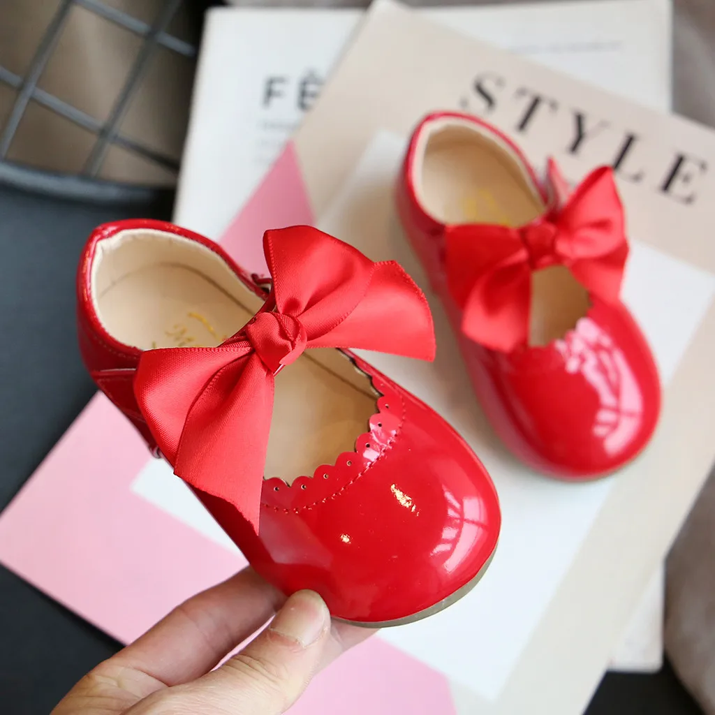 Infant Girls Princess Shoes 2024 New Kids Sandals Solid Leather Flats Comfortable Cute Toddler Baby Shoes Knot Baby Shoes