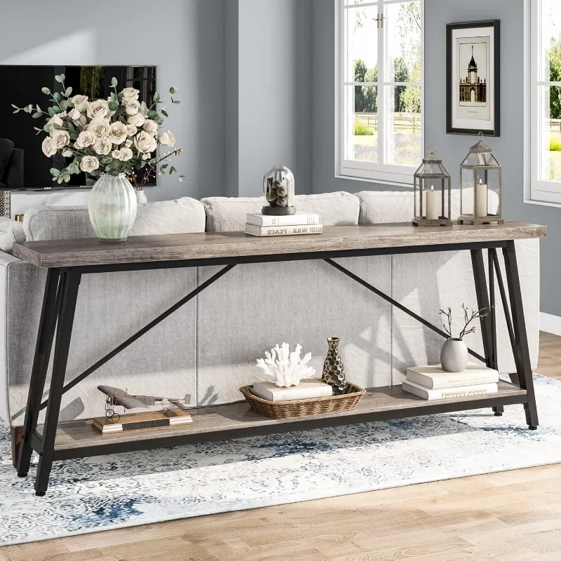 70.9 Inches Extra Long Sofa Table Behind Couch, Industrial Entry Console Table for Hallway, Entryway & Living Room