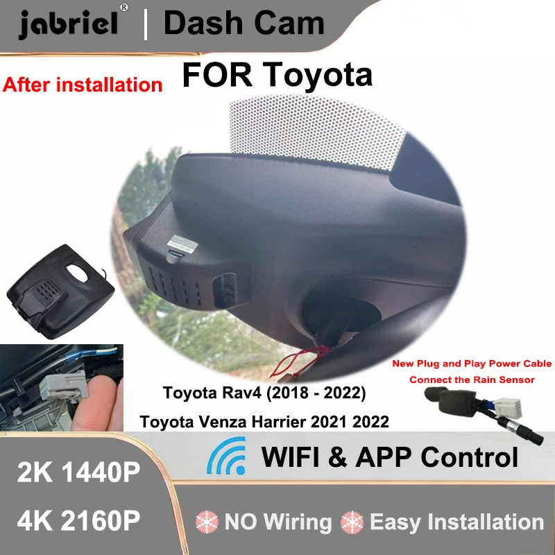 Para Toyota Rav4 2018 2019 2020 2021 2022, Para Toyota Venza Harrier 2021 2022, Câmera de Painel Wifi, DVR para Carro, Gravador de Vídeo Plug and Play