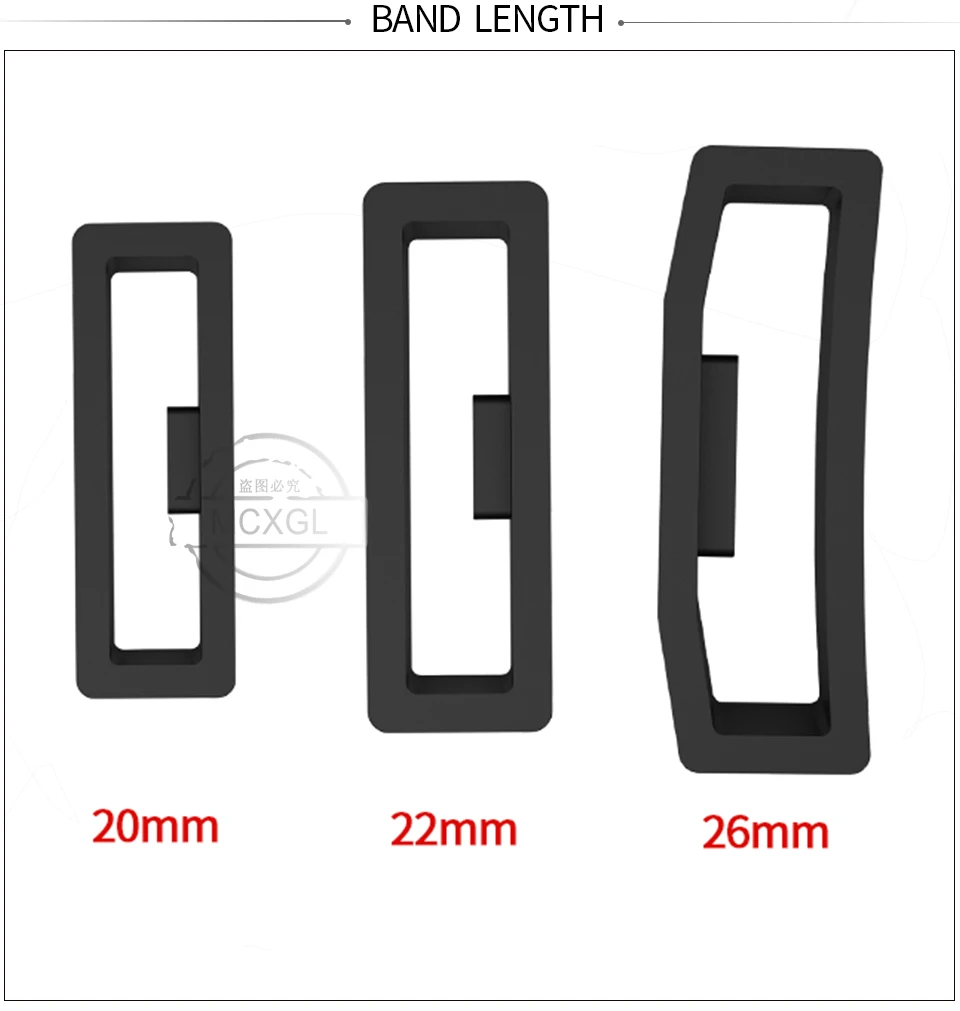 20mm 22mm 26mm Rubber Suitable For Jiaming Strap Black Arc-shaped Sports Waterproof Replacement Watch Band Keeper Retainer