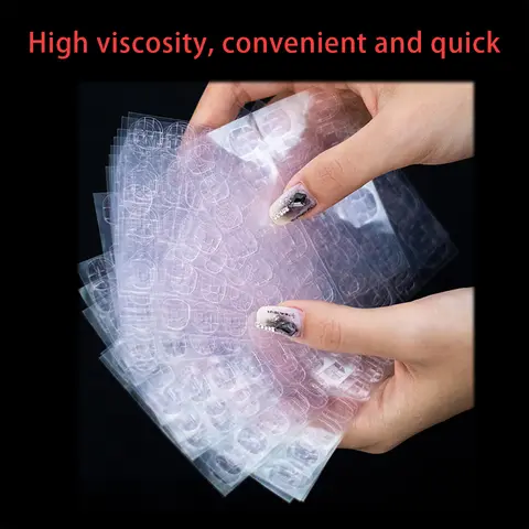 120 pièces faux ongles autocollant Transparent Double face bandes adhésives autocollants presse sur faux ongles conseils Extension autocollant