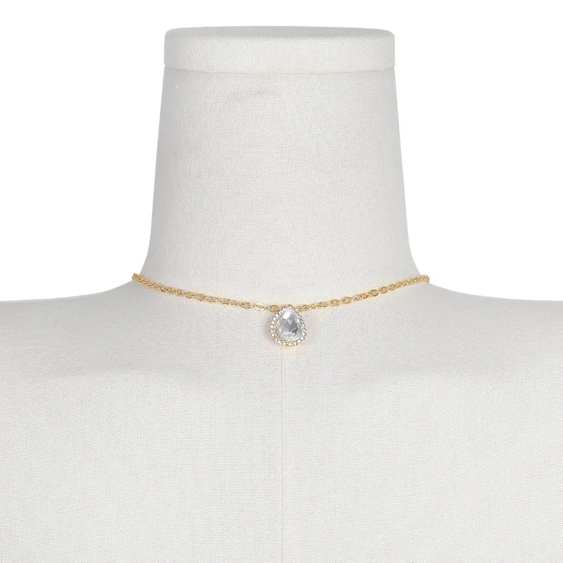 เจ้าสาวBackless Rhinestone Waterdrop Body Chain Bellyเอวสร้อยคอผู้หญิงแม่แฟนฤดูร้อนBeachเครื่องประดับ