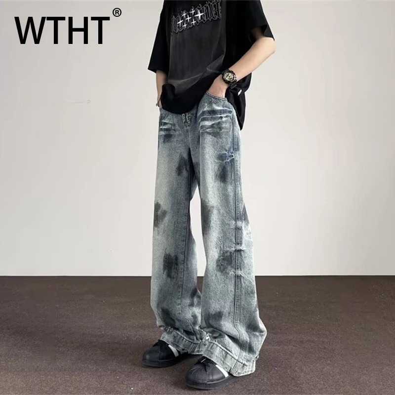 

WTHT Fashion 2026 Spring Men's Graffiti Do Old Straight Denim Pants Vintage High Street Loose Casual Jeans Male 2A2663