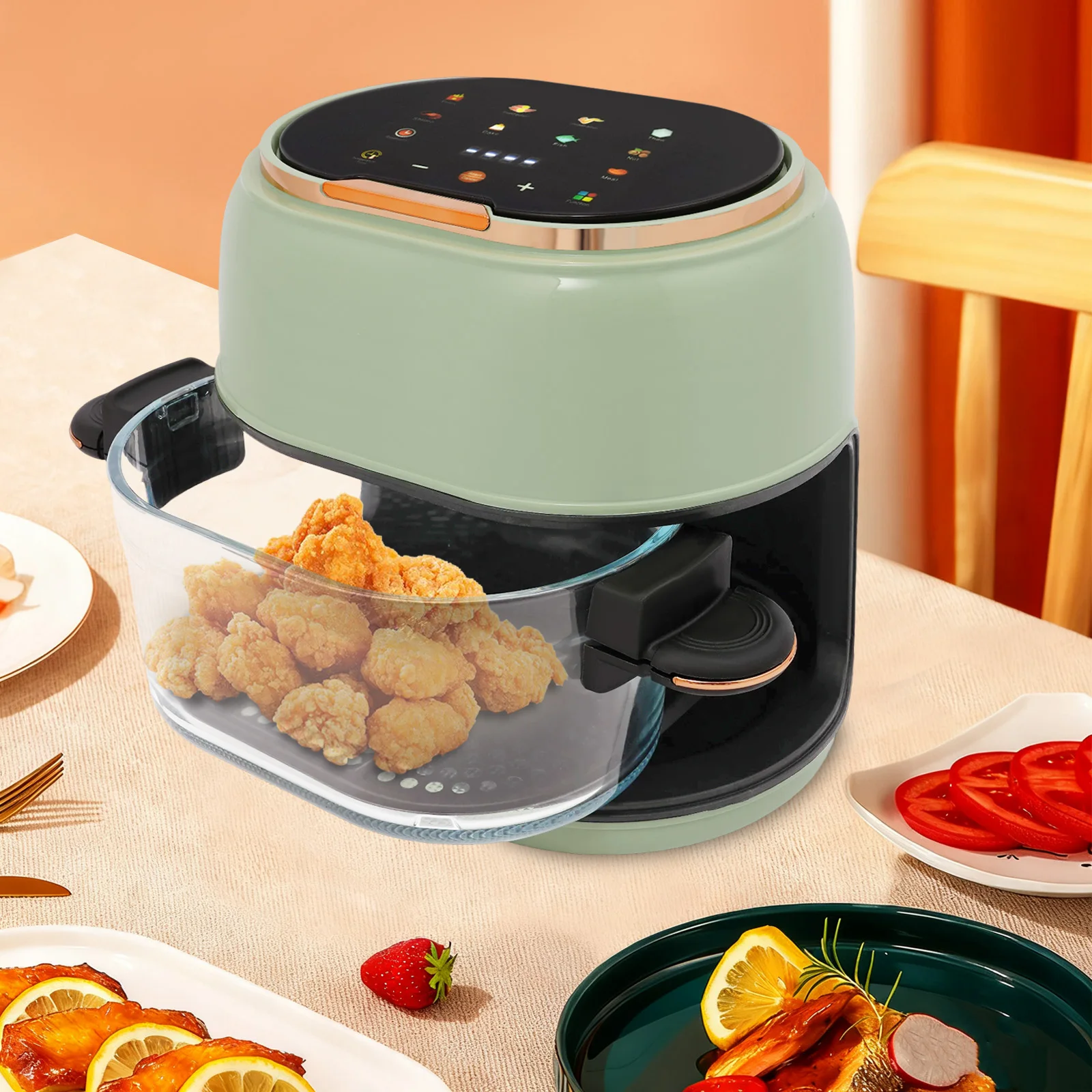 

Hot Air Fryer, Large Air Fryer with Viewable Baking Bowl, Visible Glass Air Fryer for Homes, Restaurants, Schools