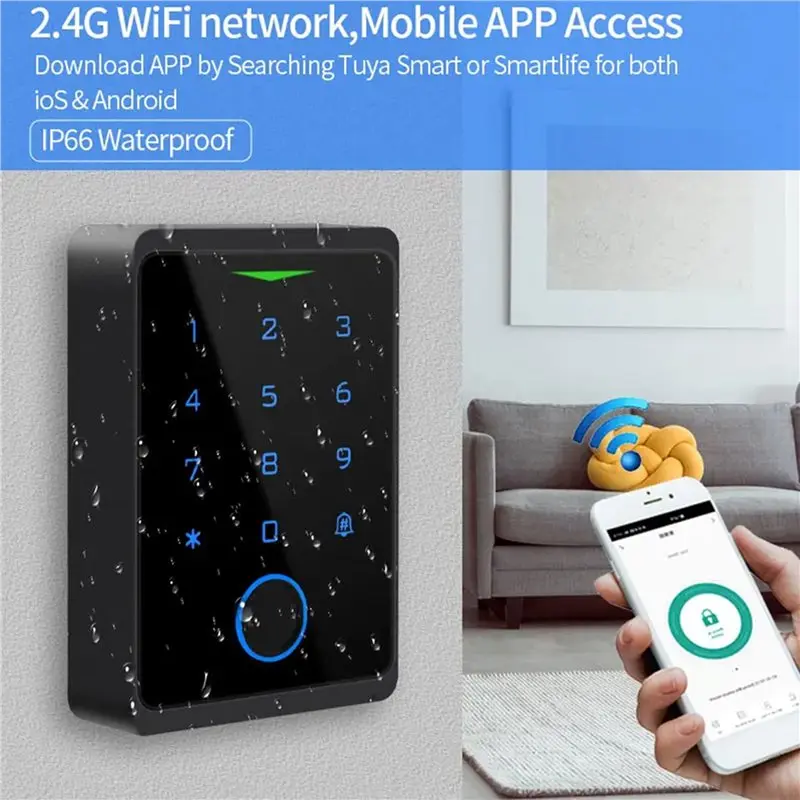 【RECOMENDAR】2X Tuya APP Door Lock IP66 Waterproof Keyless Biometric WIFI Access Control Standalone Keypad Fingerprint RFID