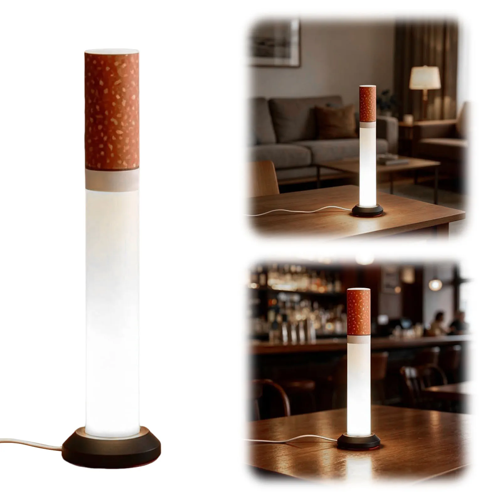LED Ambient Night Light with Warm Glow Creative Bedside Lamp Warm Light Cigarettes Ornament for Home Office Desktop Decoration