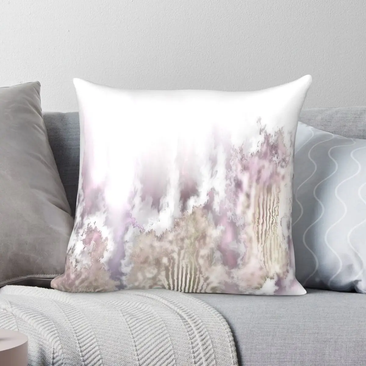 Lavender Mist Abstract Square Pillowcase Polyester Linen Velvet Printed Zip Decor Bed Cushion Cover
