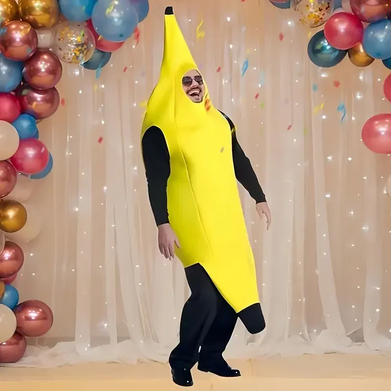 Kids Adult Funny Halloween Banana Costume Fruit Outfit Stage Performance Clothes Parent Child Matching Kindergarten Role Play view 4