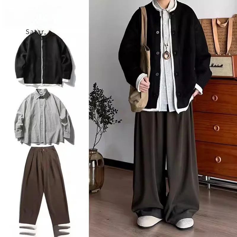 

Мужской вязаный повседневный свитер с воротником, осенне-зимний, свободного кроя, из полиэфирного волокна, с длинными рукавами, круглым вырезом, открытый, Ciwalk