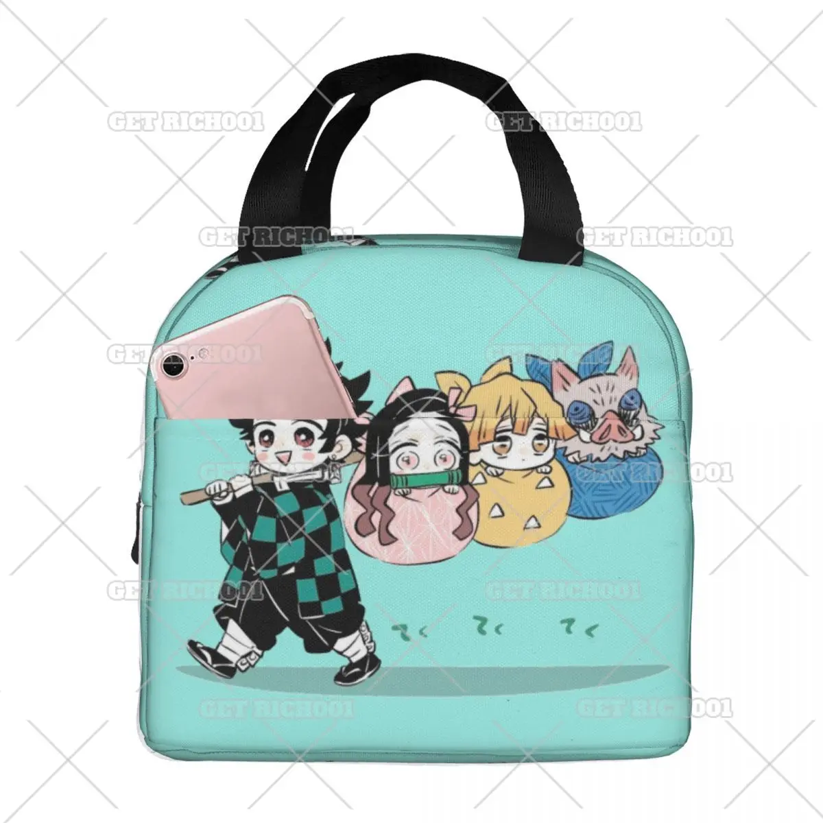 Demon Slayer Anime Kimetsu No Yaiba Lunch Bag Portable Insulated Cooler Bags Thermal Cold Food Picnic Lunch Box for Women Kids