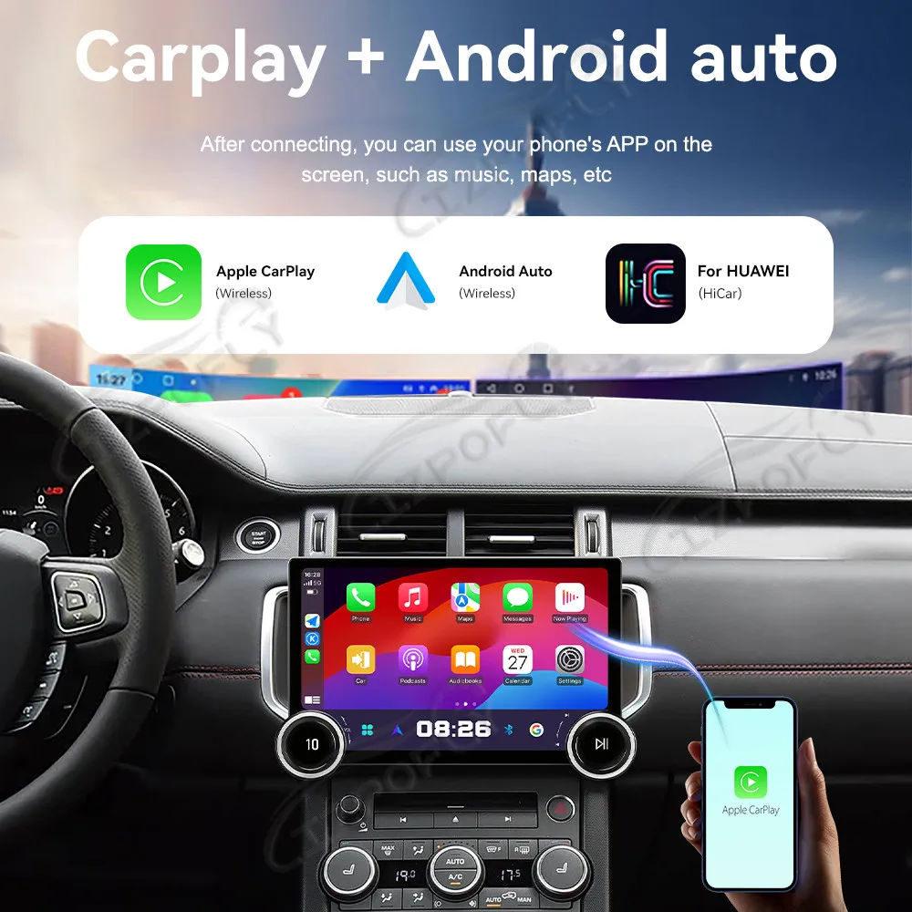 

Автомагнитола Lizpofly Upgrade 11.5 дюймов для Land Rover Evoque 2012–2018 с беспроводными CarPlay и Android Auto, сенсорным экраном и GPS-навигацией