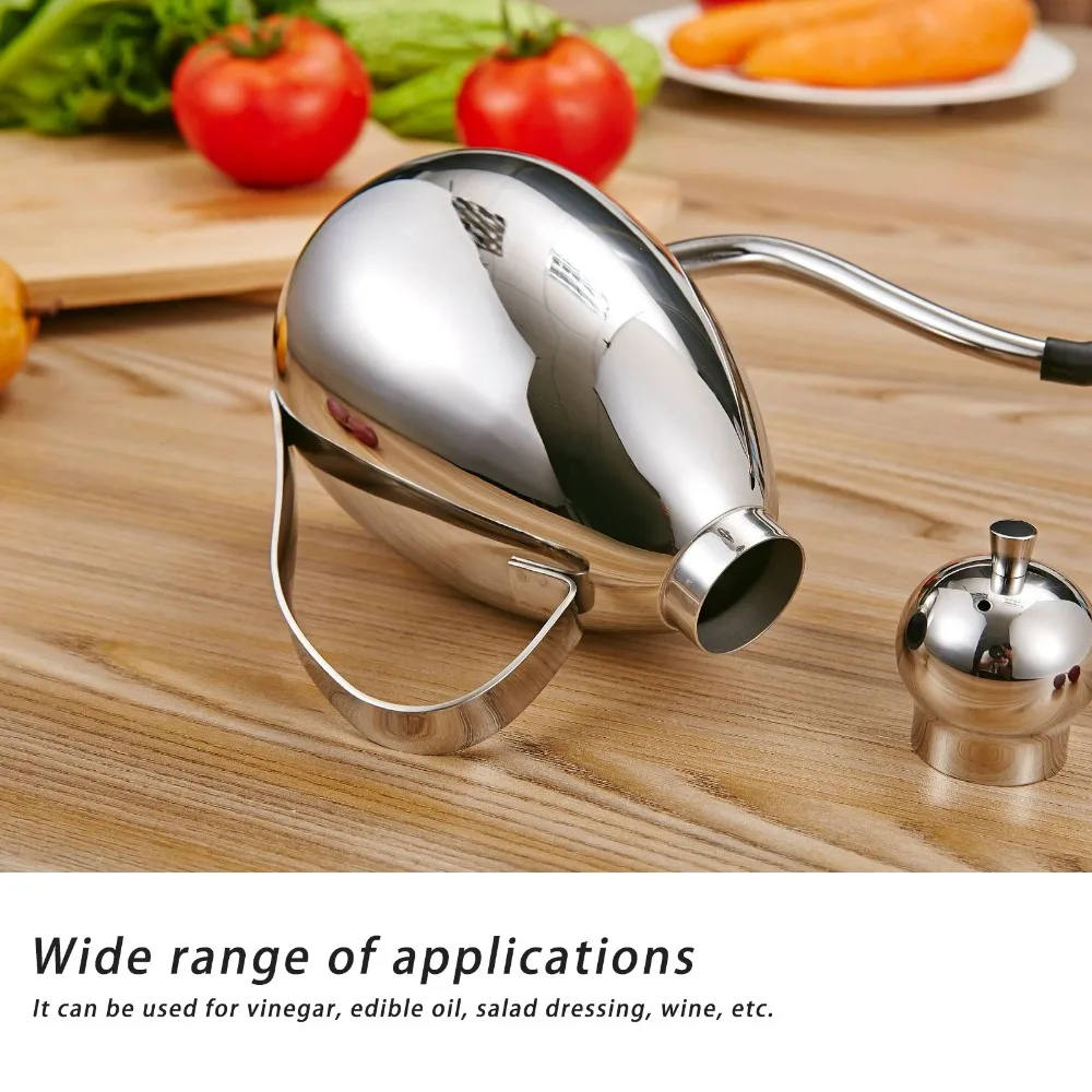Practical 304 Stainless Steel Oil Dispenser Bottle 1L Leakproof Cover Oil Cruet Bottle Seasoning Dispenser Salad Dressing