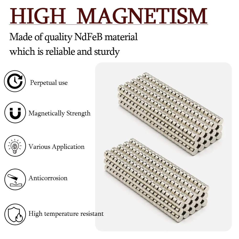 8x5mm Weather Resistant Magnetic Alloy Durable Rust Resistant Neodymium Magnet Round DIY Craft Whiteboard